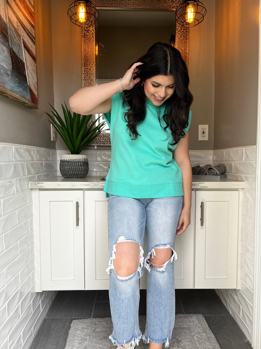 RISEN High Rise Straight Crop Jeans