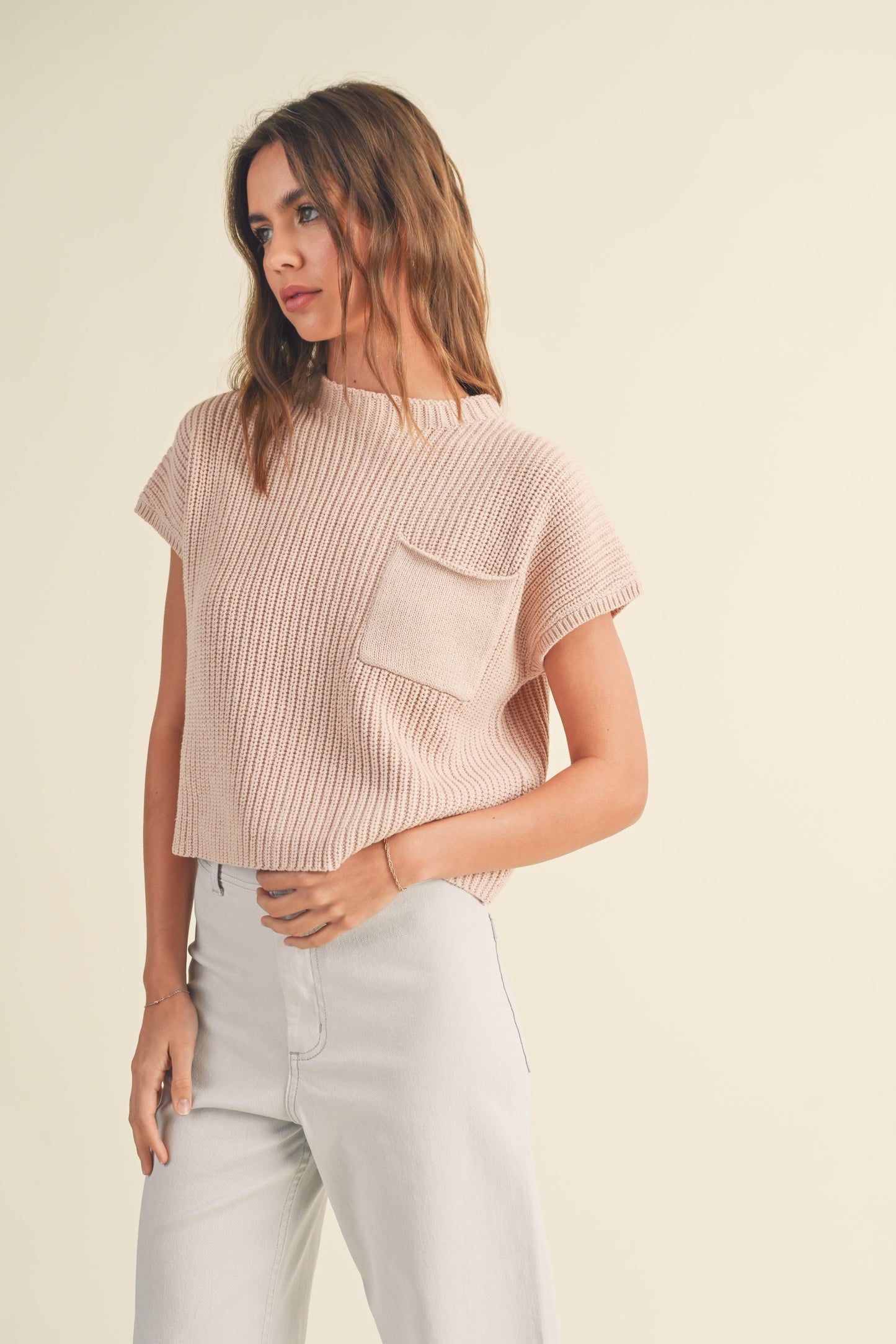 High Neck Sweater Knit Top