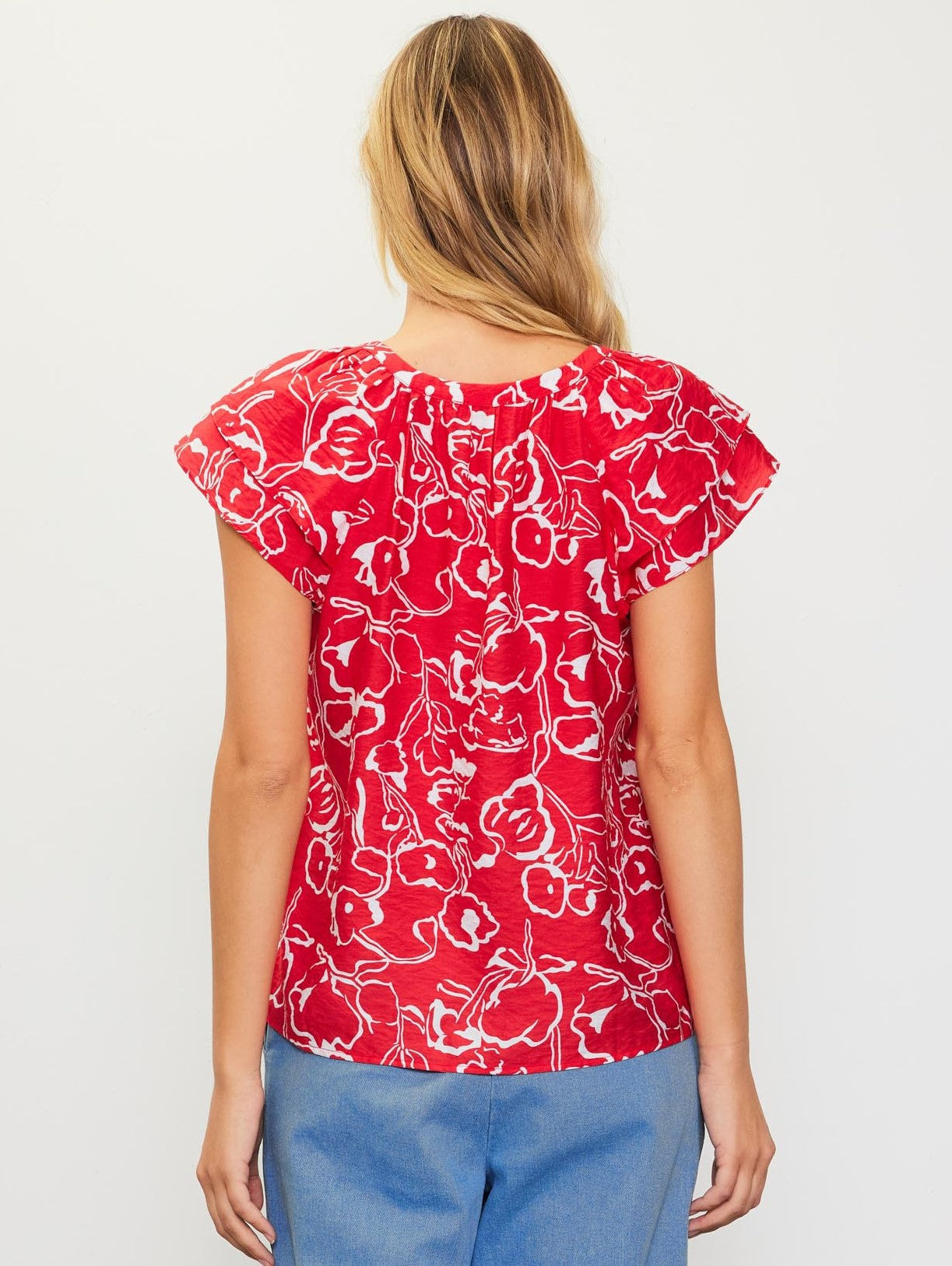 The Stacy Split-Neck Printed Top