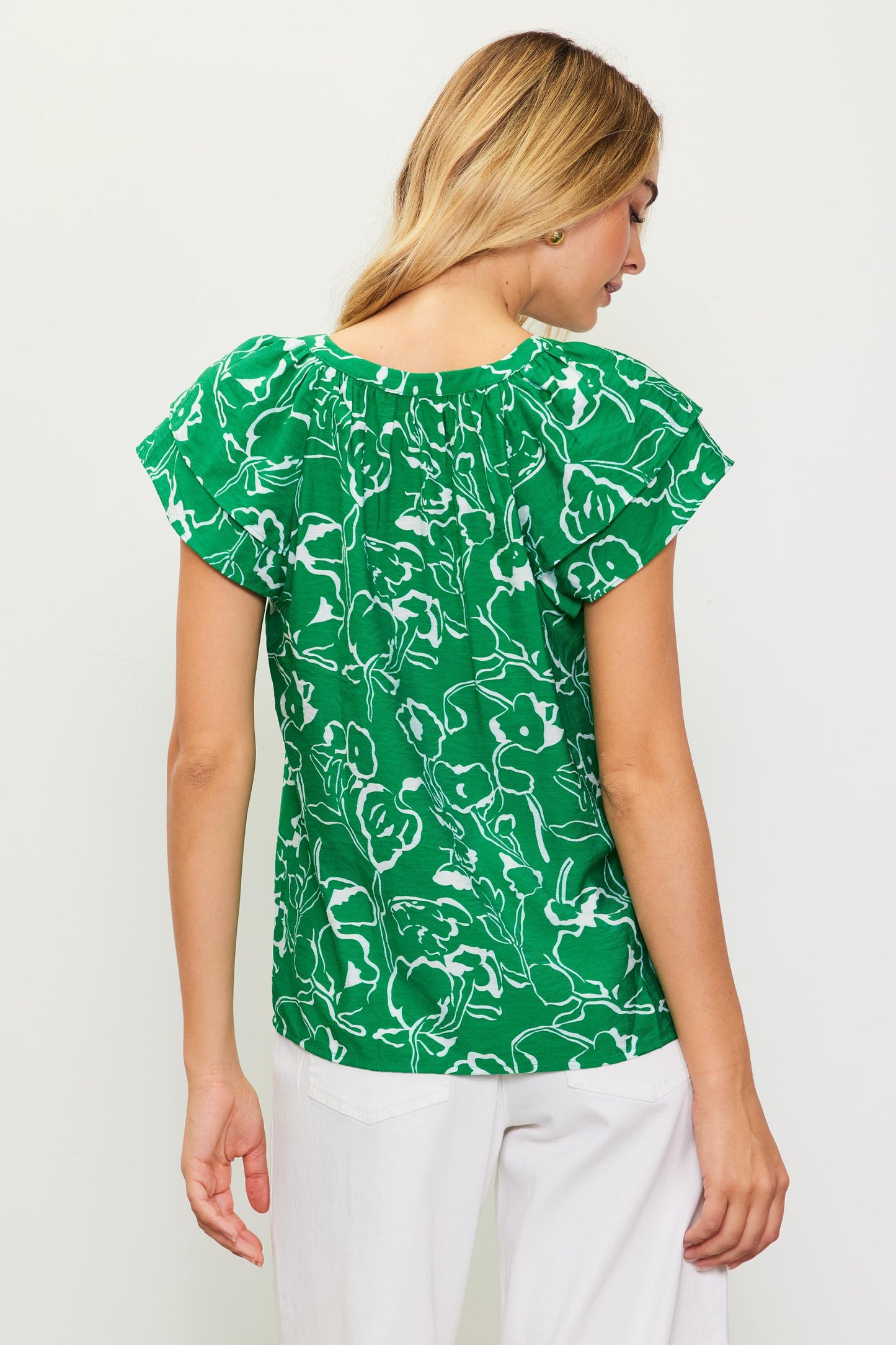 The Stacy Split-Neck Printed Top