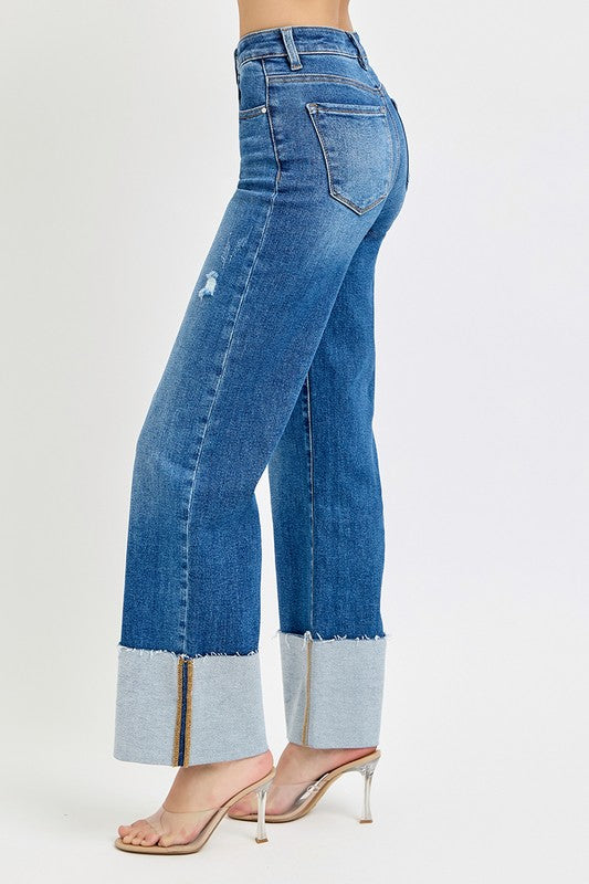 RISEN Cuffed Wide Leg Jeans