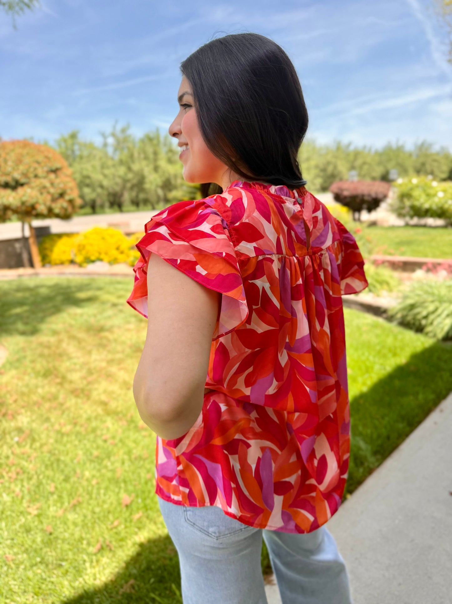 The Isabelle Ruffle Sleeve Blouse- Various Colors