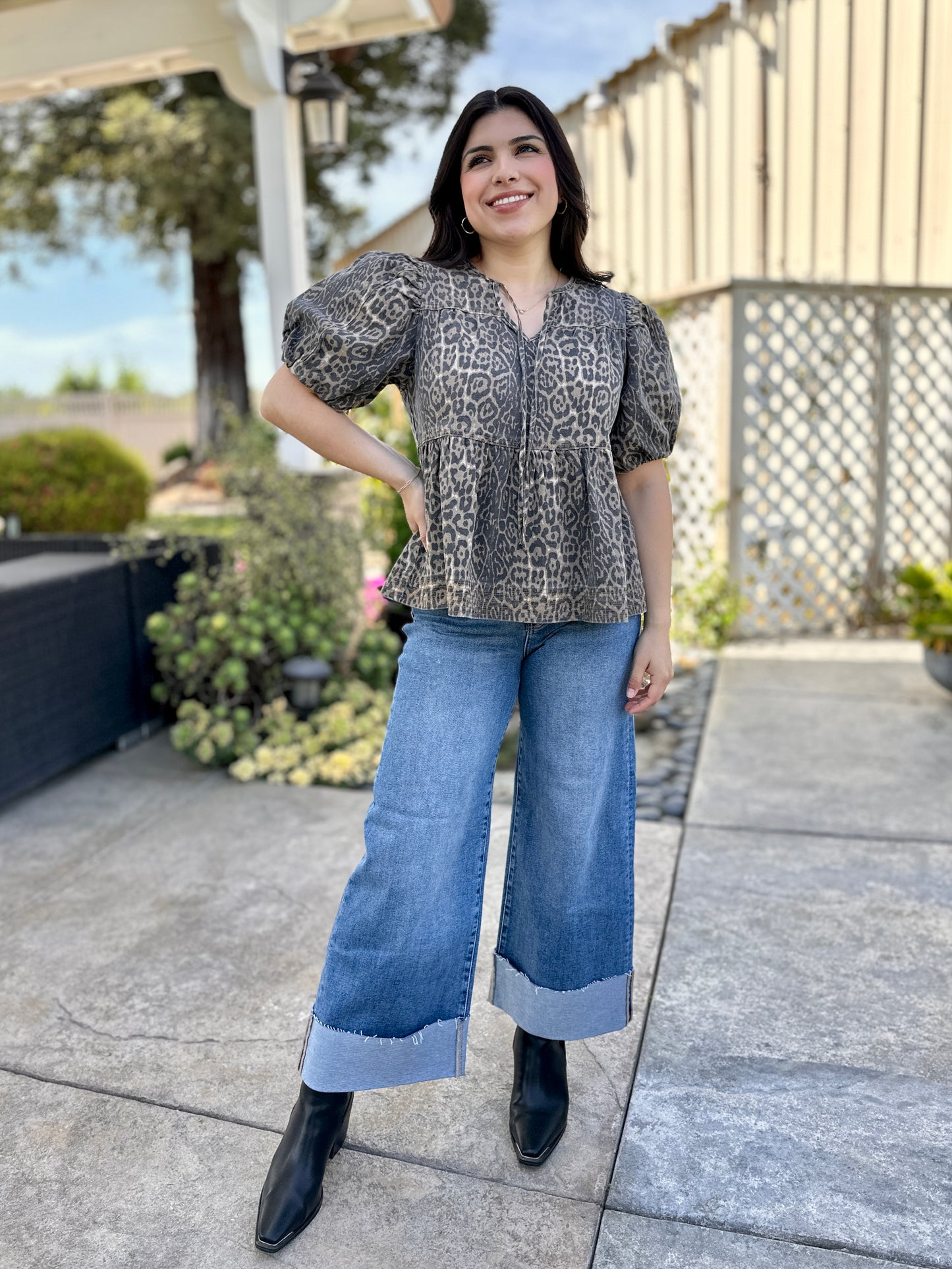 The Brown Leopard Print Blouse