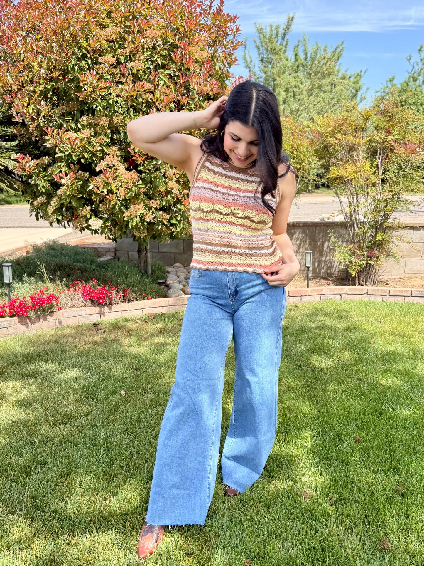RISEN High Rise Wide Palazzo Jeans