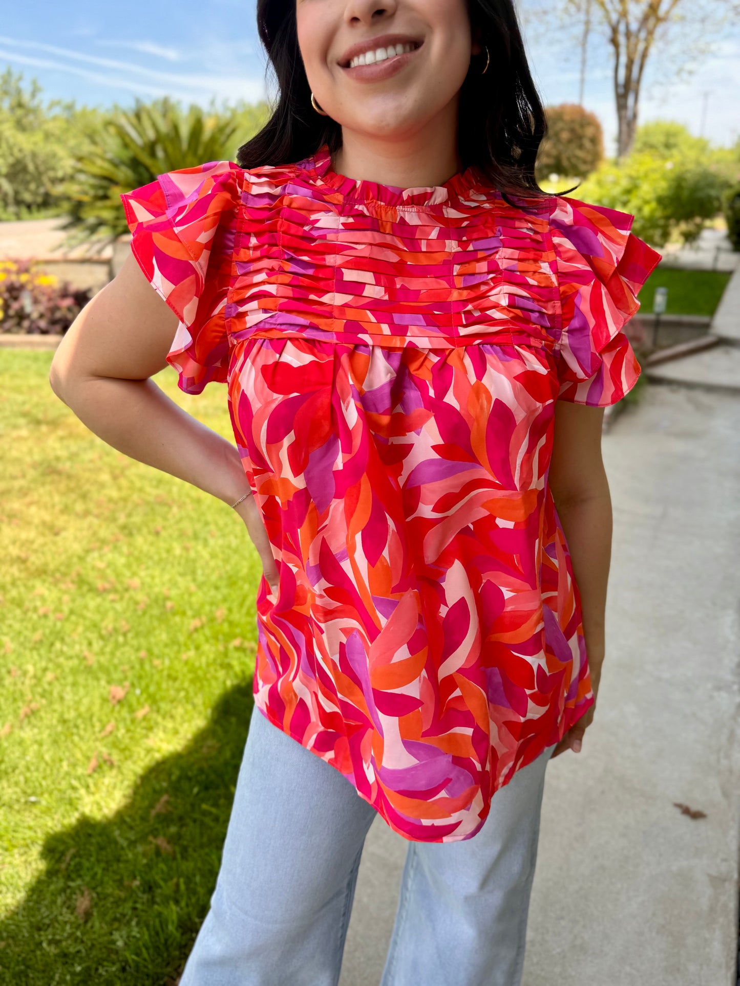 The Isabelle Ruffle Sleeve Blouse- Various Colors