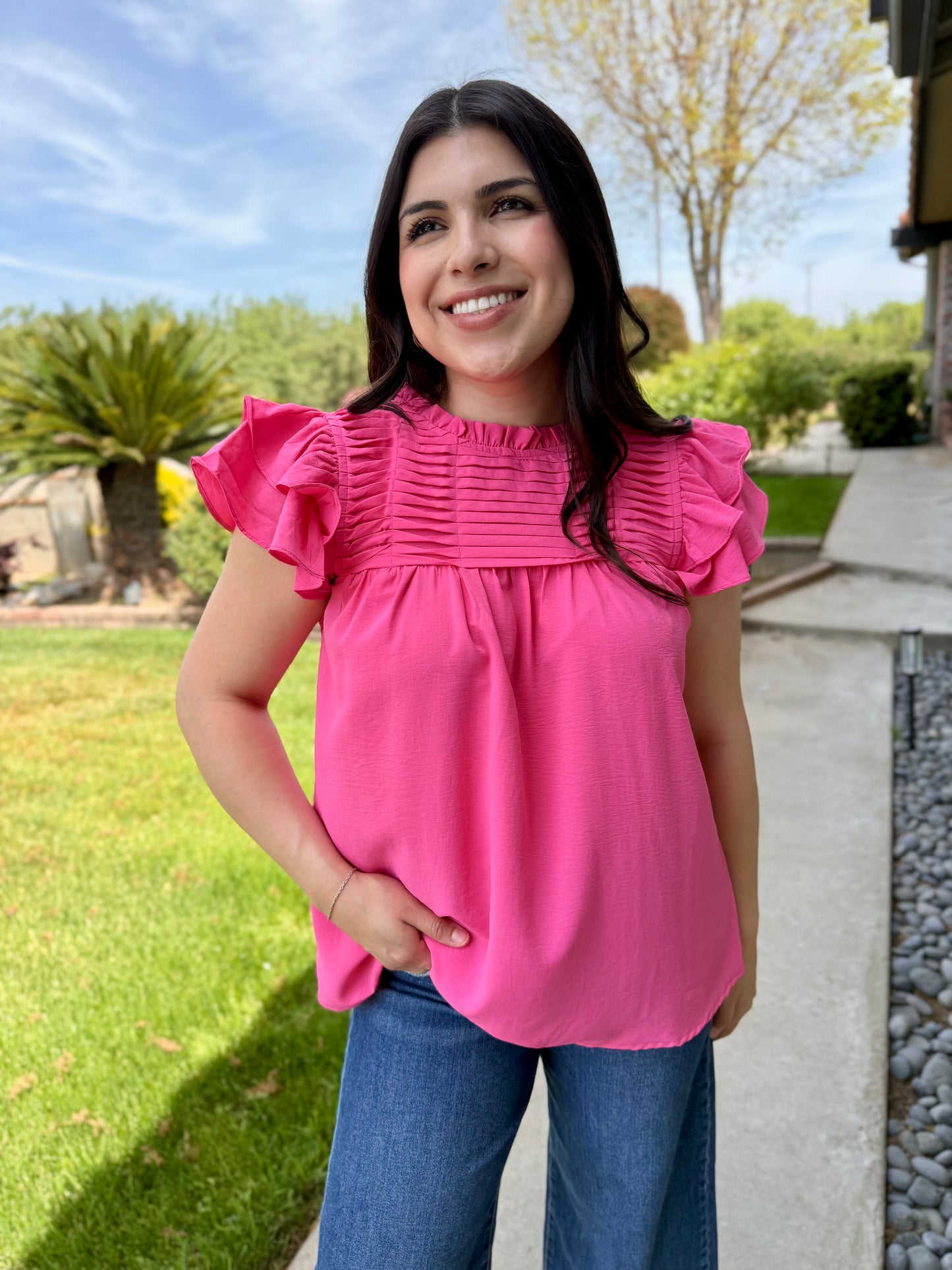 The Isabelle Ruffle Sleeve Blouse- Various Colors