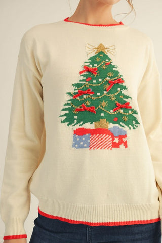 The Embellished Christmas Tree Sweater Top