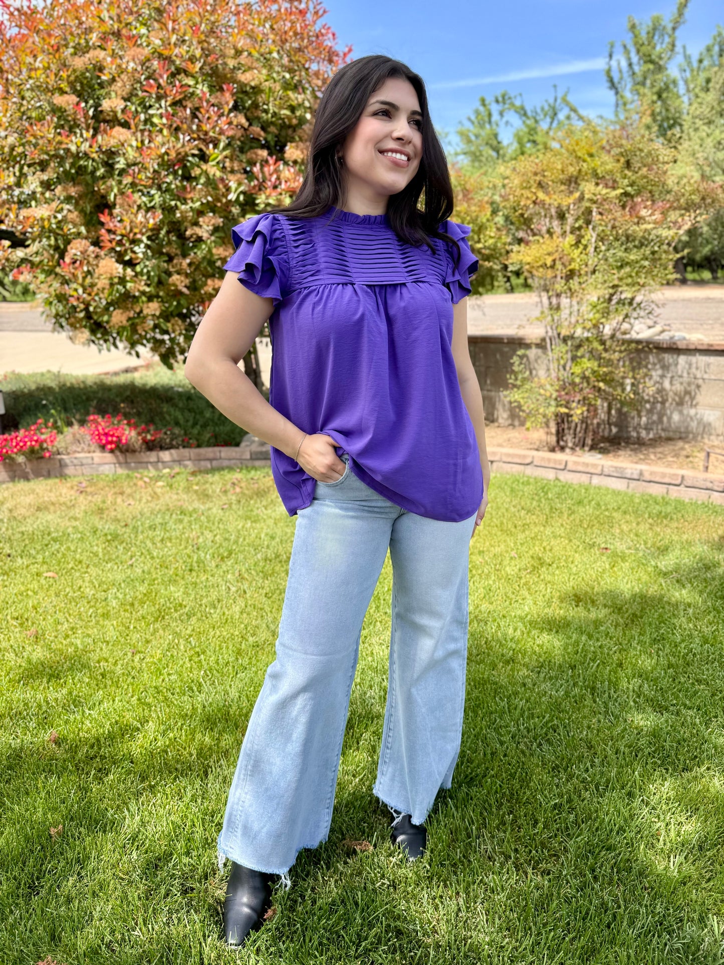 RISEN Mid Rise Wide Leg Jeans