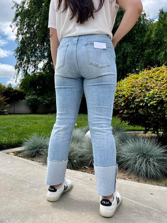 RISEN Cuffed Straight Leg Jeans