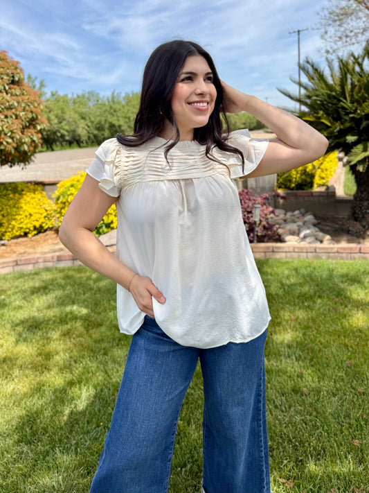 The Isabelle Ruffle Sleeve Blouse- Various Colors