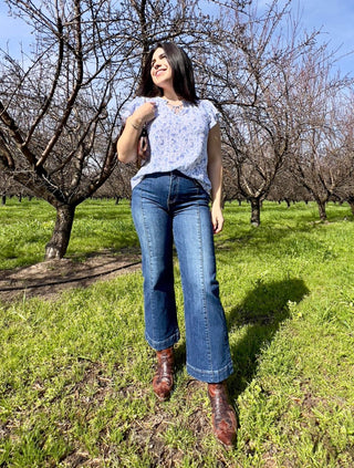 RISEN High Rise Ankle Wide Leg Jeans