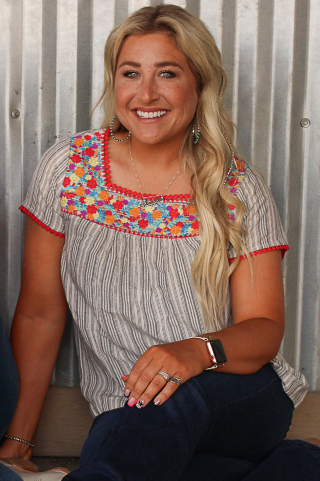 Striped Woven Babydoll Blouse