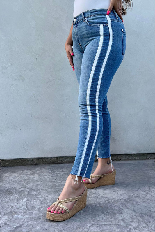 The Ankle Skinny with Double Stripes