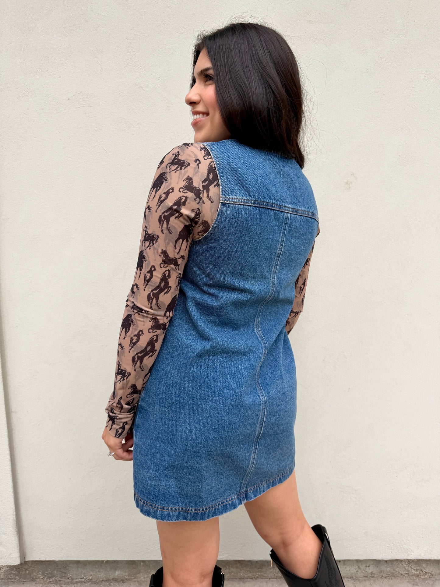 The Sleeveless Button Down Denim Mini Dress