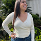 The Amber Surplice Ribbed Sweater Top
