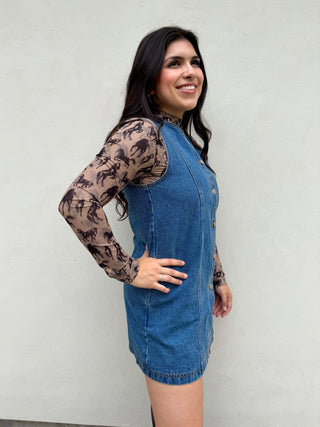 The Sleeveless Button Down Denim Mini Dress