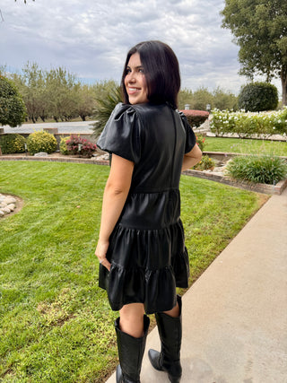 The Twisted Black Faux Leather Dress