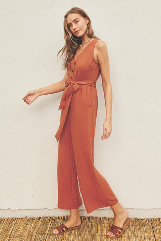 The Linen Sash Belt Jumpsuit