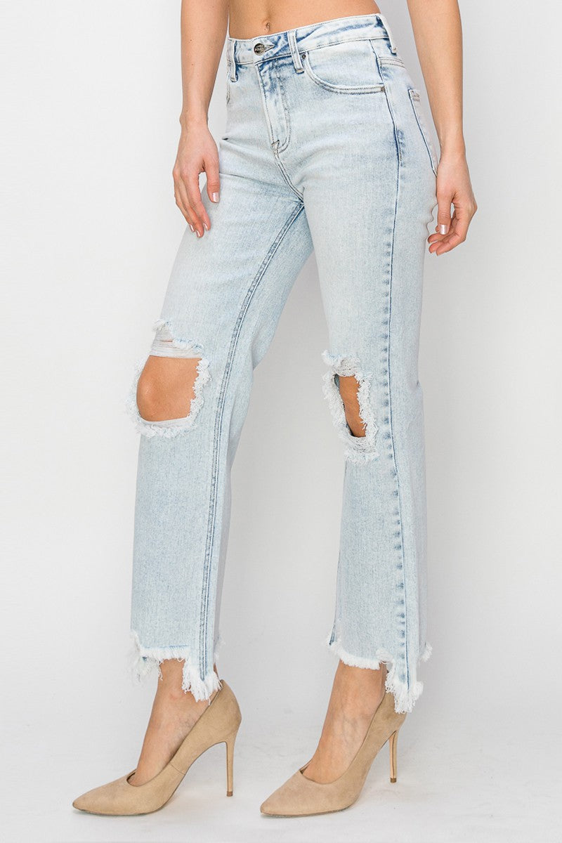 RISEN High Rise Straight Crop Jeans