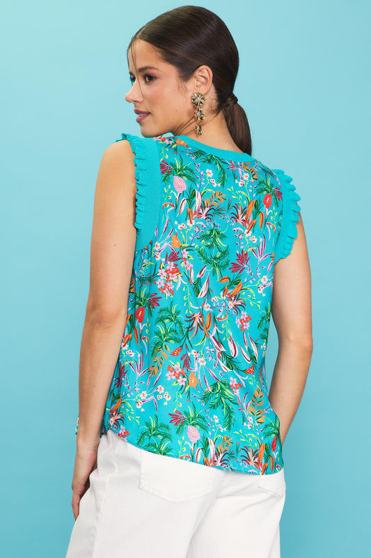 The Sleeveless Molly Floral Ruffle Top