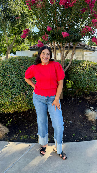 Scallop Edge Lightweight Sweater Top