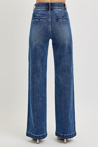 Women's High Rise Trouser jeans in a Dark Wash