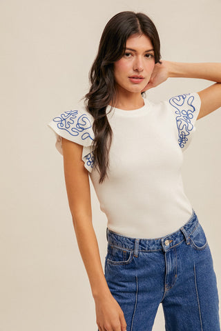 The White Ruffled Short Sleeve Top