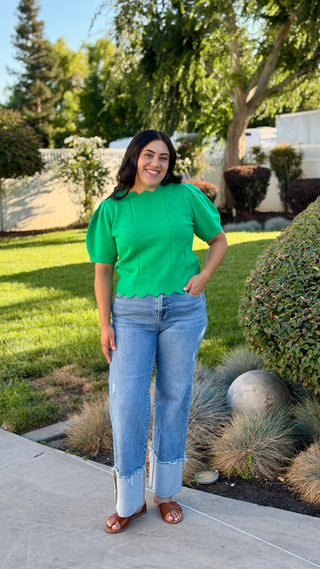 Scallop Edge Lightweight Sweater Top