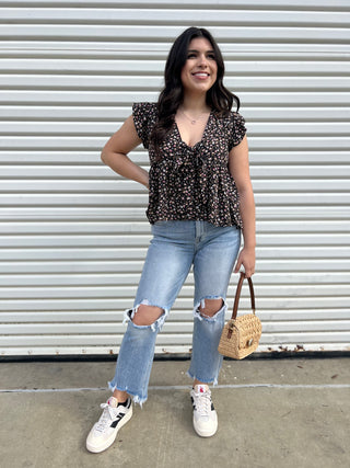 RISEN High Rise Straight Crop Jeans