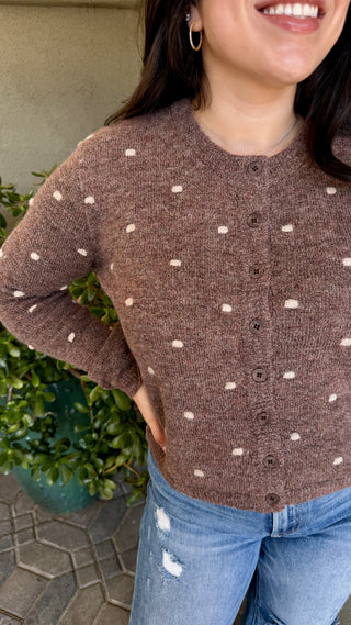 Brown Polka Dot Sweater Cardigan