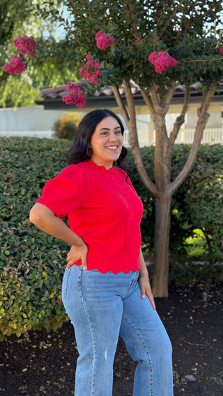 Scallop Edge Lightweight Sweater Top