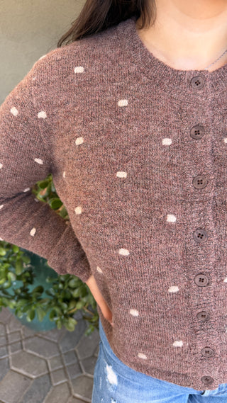Brown Polka Dot Sweater Cardigan