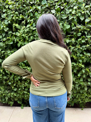 The Long Sleeve Polo Knit Top