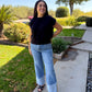 The Short Sleeve Black Knitted Sweater