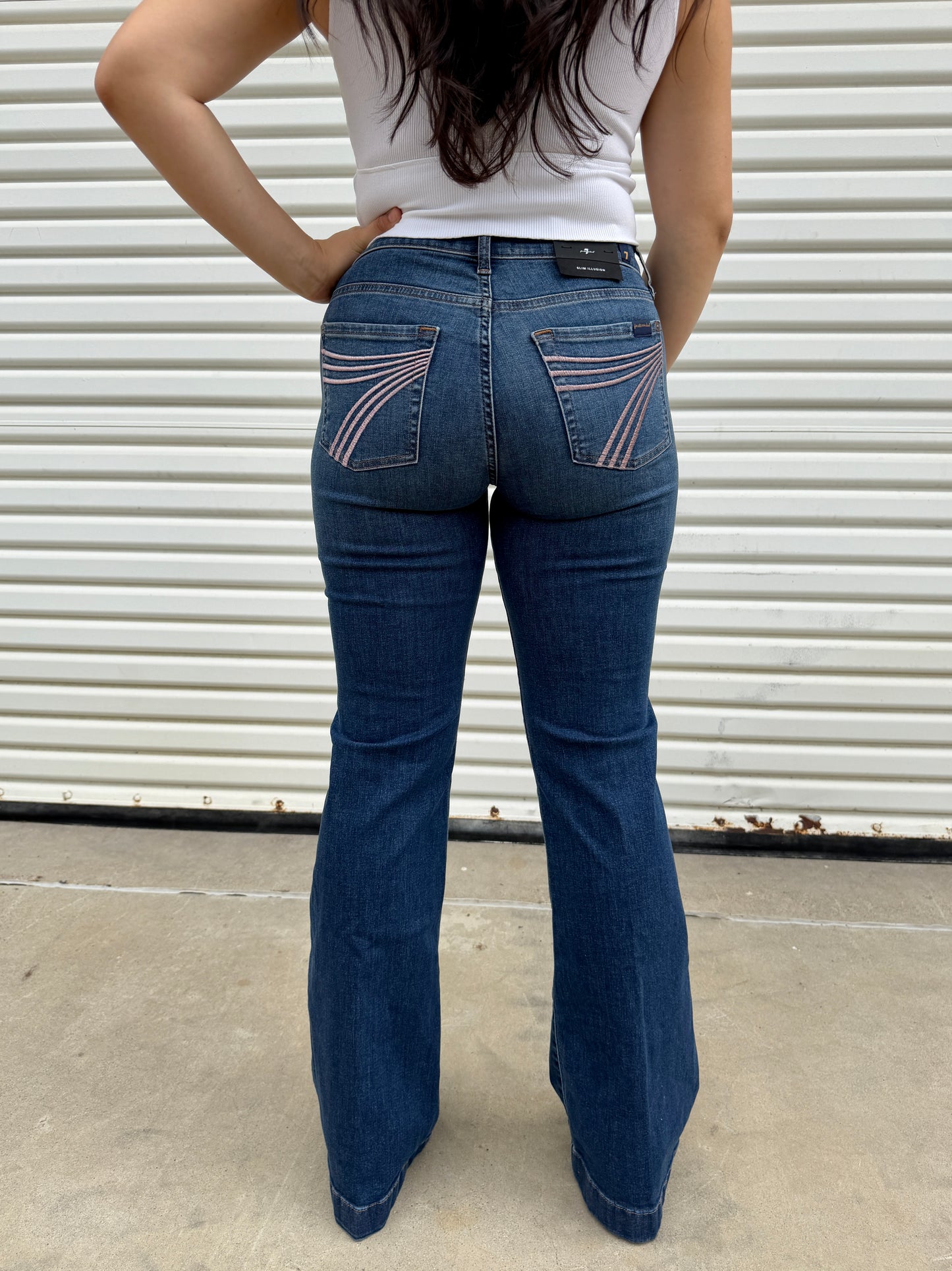 7 For All Mankind Dojo Jeans in Old Fashioned 7 Soft Pink - LONG