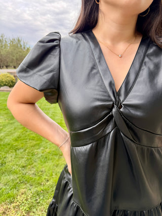 The Twisted Black Faux Leather Dress