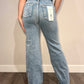Women's mid rise jeans with seam down the middle