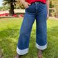 RISEN High Rise Cuffed Wide Leg Jeans
