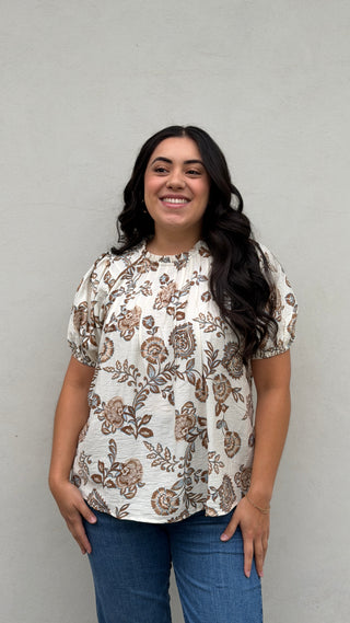 Women's Short Sleeve Floral Blouse