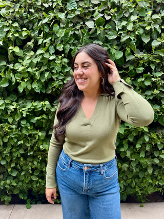 The Long Sleeve Polo Knit Top