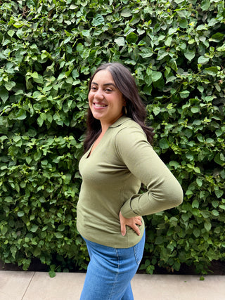 The Long Sleeve Polo Knit Top