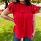 The Isabelle Ruffle Sleeve Blouse- Various Colors