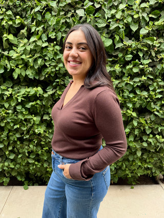 The Long Sleeve Polo Knit Top