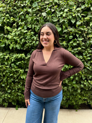The Long Sleeve Polo Knit Top
