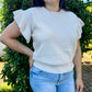 The Lillian Short Sleeve Ruffle Sweater- Various Colors