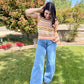 RISEN High Rise Wide Palazzo Jeans