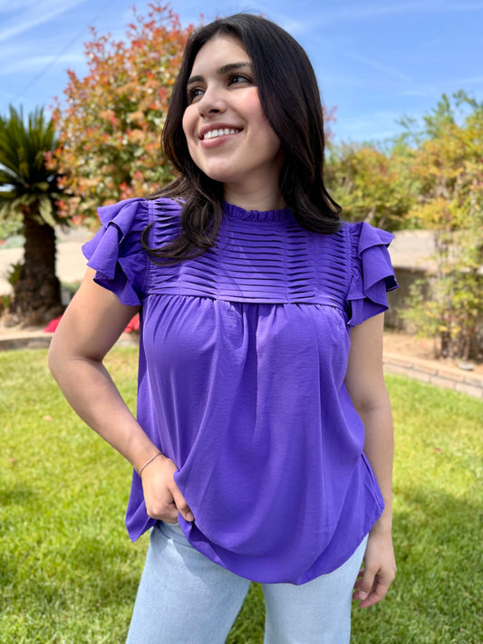 The Isabelle Ruffle Sleeve Blouse- Various Colors