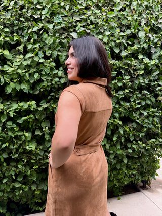The Sleeveless Faux Suede Mini Dress