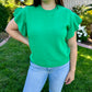 The Lillian Short Sleeve Ruffle Sweater- Various Colors