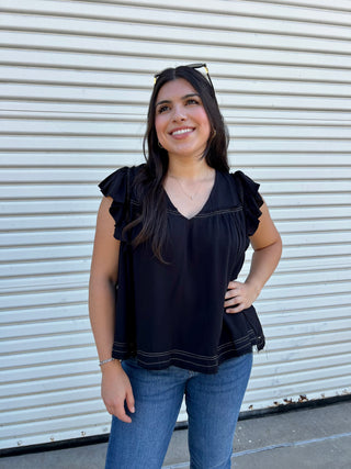 The Black V-Neck Blouse